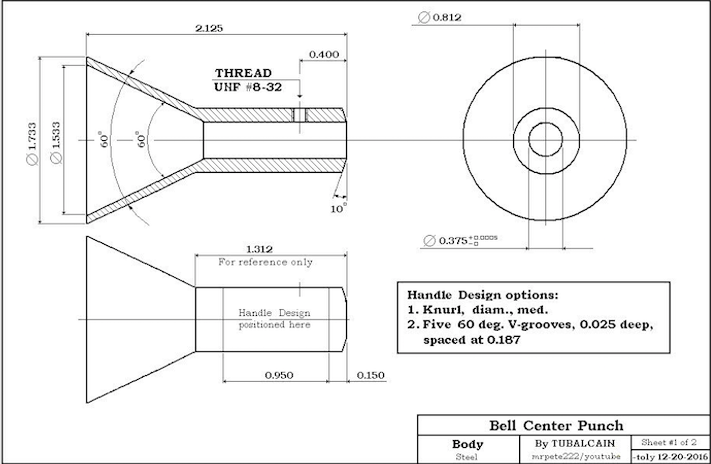 Plans for the bell of the bell center punch